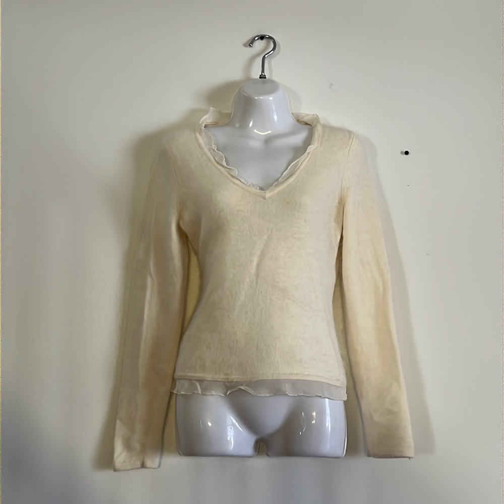 ANGORA The Limited chiffon neck and hem sweater